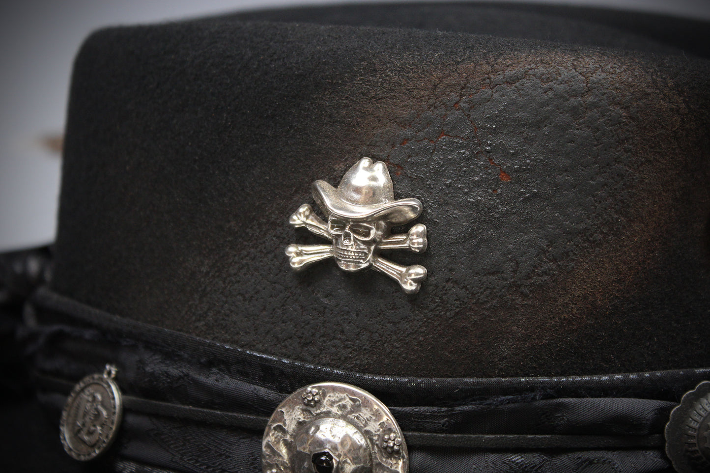 The Gravedigger Gambler Fedora: Handmade Wool Felt Cowboy Hat with Silver Details