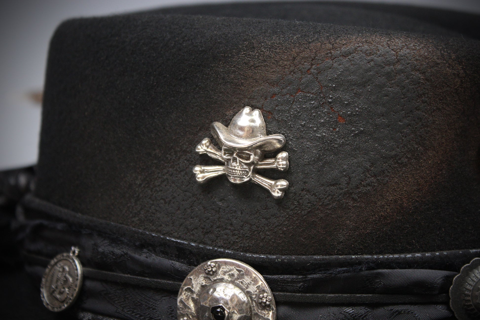 The Gravedigger Gambler Fedora: Handmade Wool Felt Cowboy Hat with Silver Details