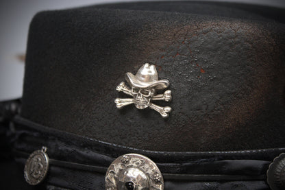 The Gravedigger Gambler Fedora: Handmade Wool Felt Cowboy Hat with Silver Details