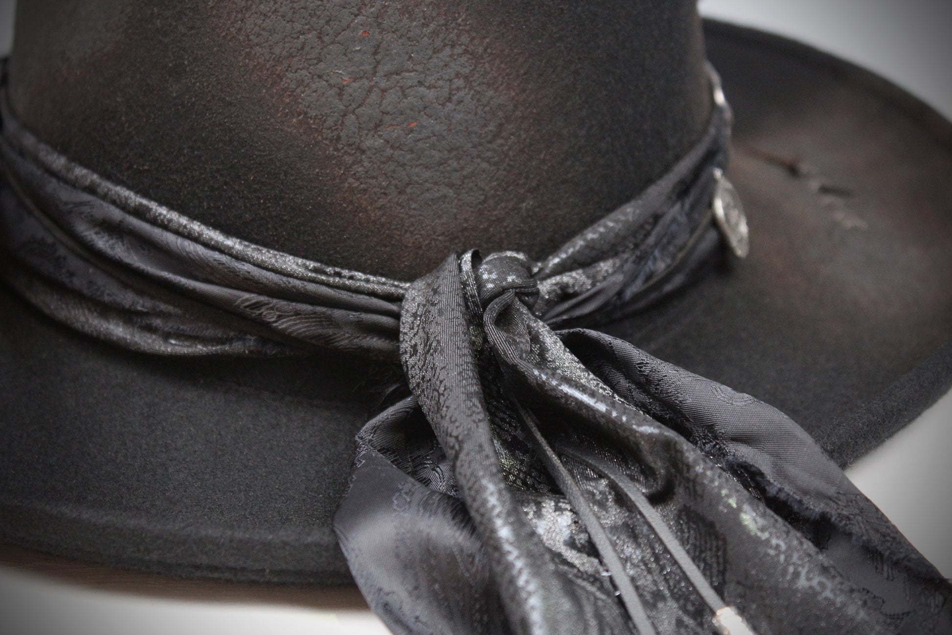The Gravedigger Gambler Fedora: Handmade Wool Felt Cowboy Hat with Silver Details