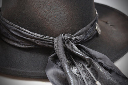 The Gravedigger Gambler Fedora: Handmade Wool Felt Cowboy Hat with Silver Details