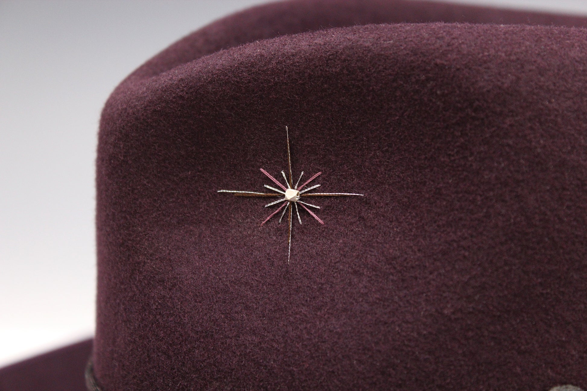 One Off Custom Fedora: Plum Wool Felt Wide Flat Brim Fedora Medium 57cm