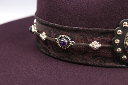 One Off Custom Fedora: Plum Wool Felt Wide Flat Brim Fedora Medium 57cm