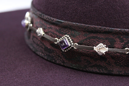 One Off Custom Fedora: Plum Wool Felt Wide Flat Brim Fedora Medium 57cm