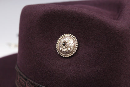 One Off Custom Fedora: Plum Wool Felt Wide Flat Brim Fedora Medium 57cm