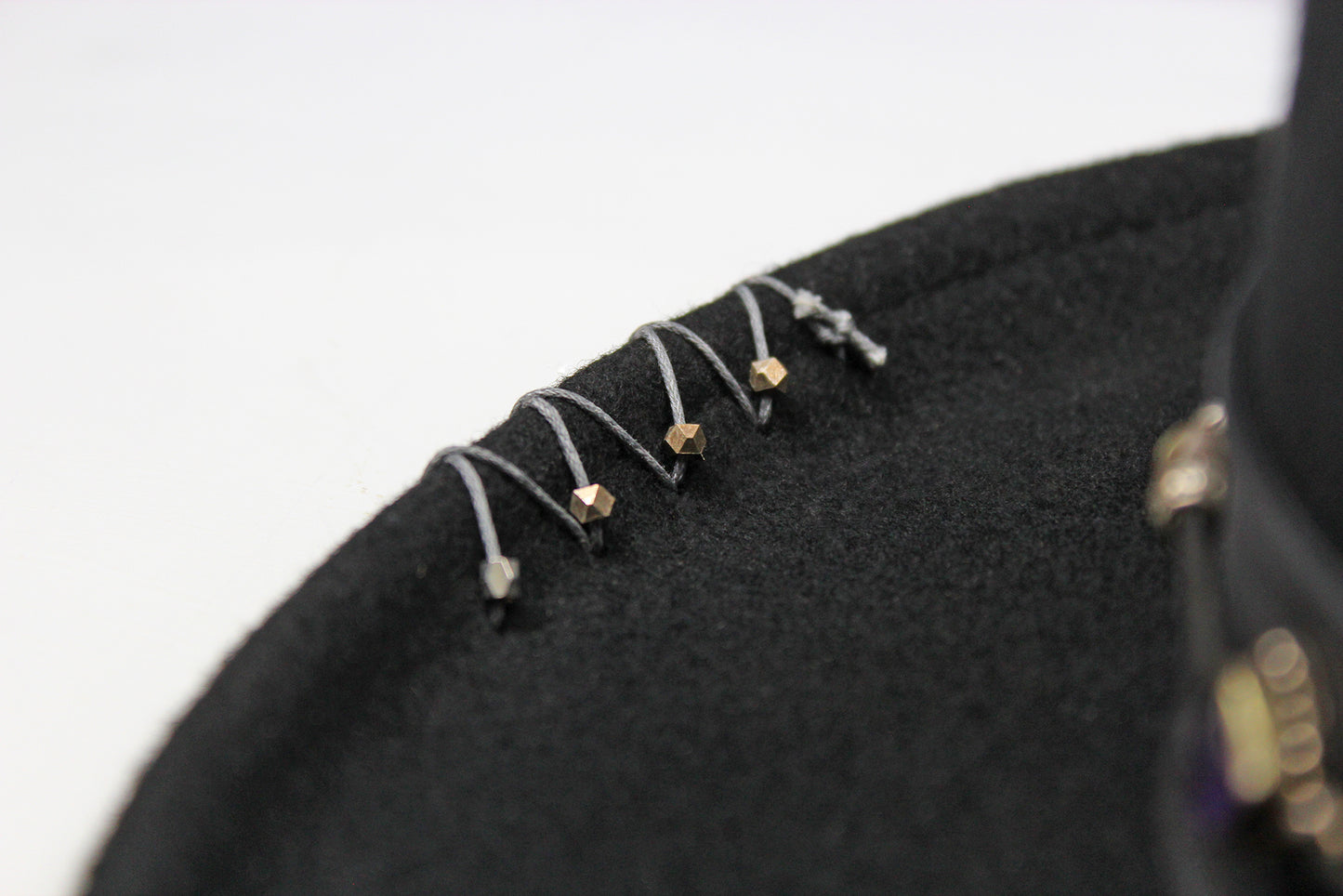 One Off Custom Gambler Hat: Black Wool Felt with purple detailing size Extra Large 61cm