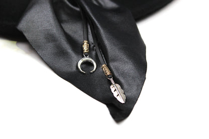 One Off Custom Gambler Hat: Black Wool Felt with purple detailing size Extra Large 61cm