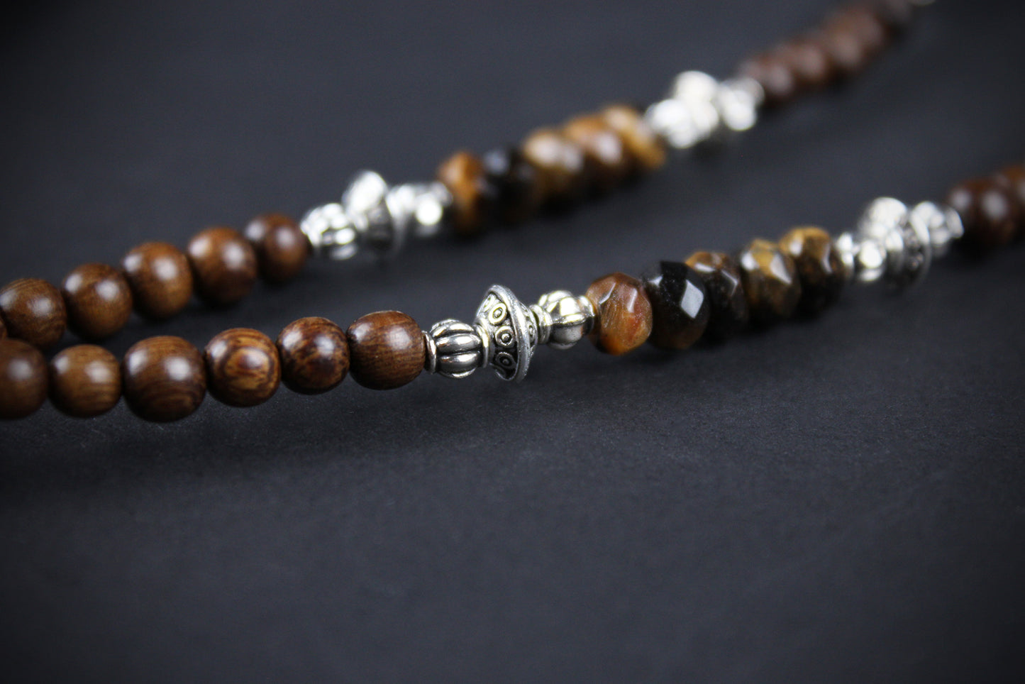 The Savannah Beaded Necklace: Turquoise, Tiger's Eye, Feather Charm