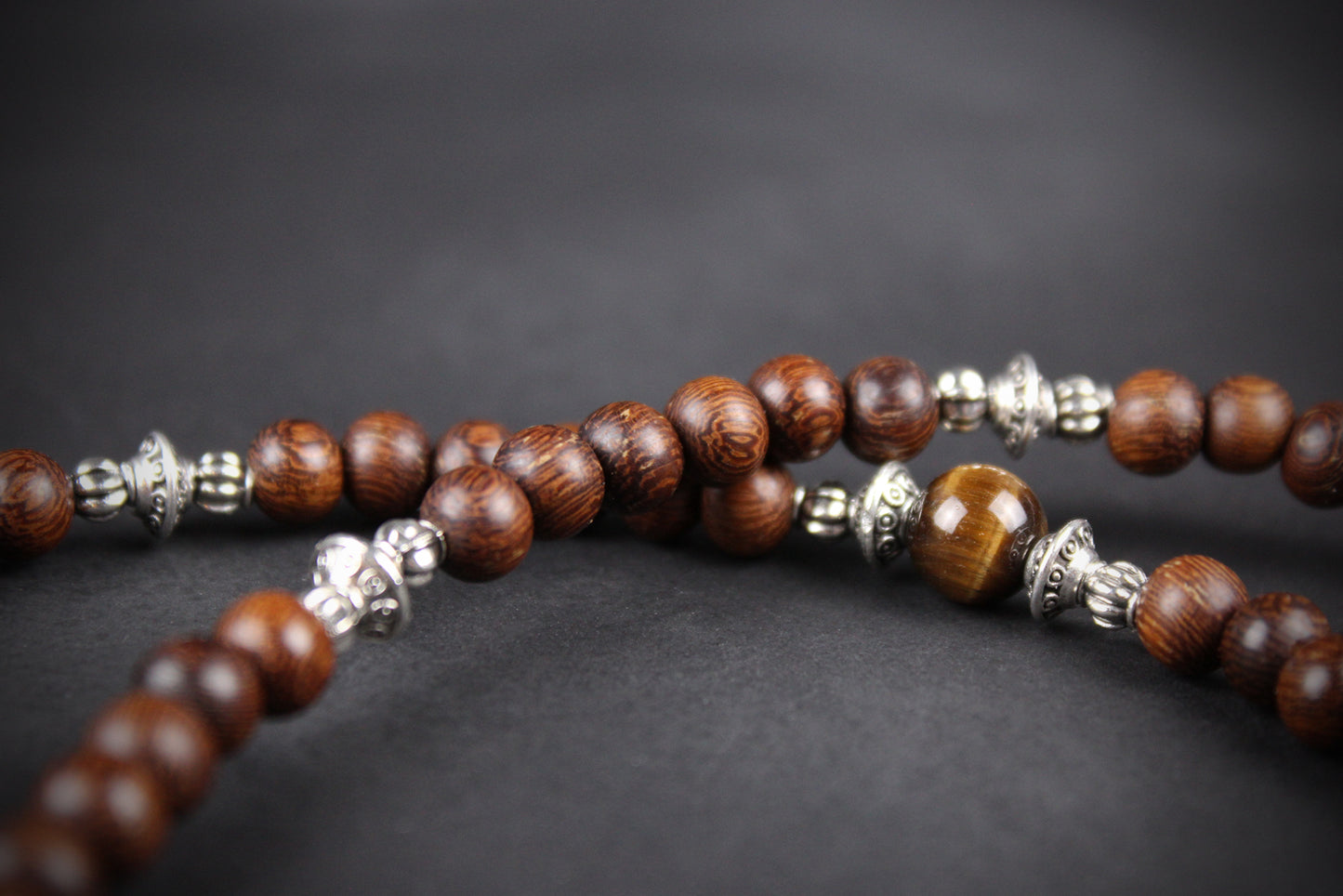 The Savannah Beaded Necklace: Turquoise, Tiger's Eye, Feather Charm