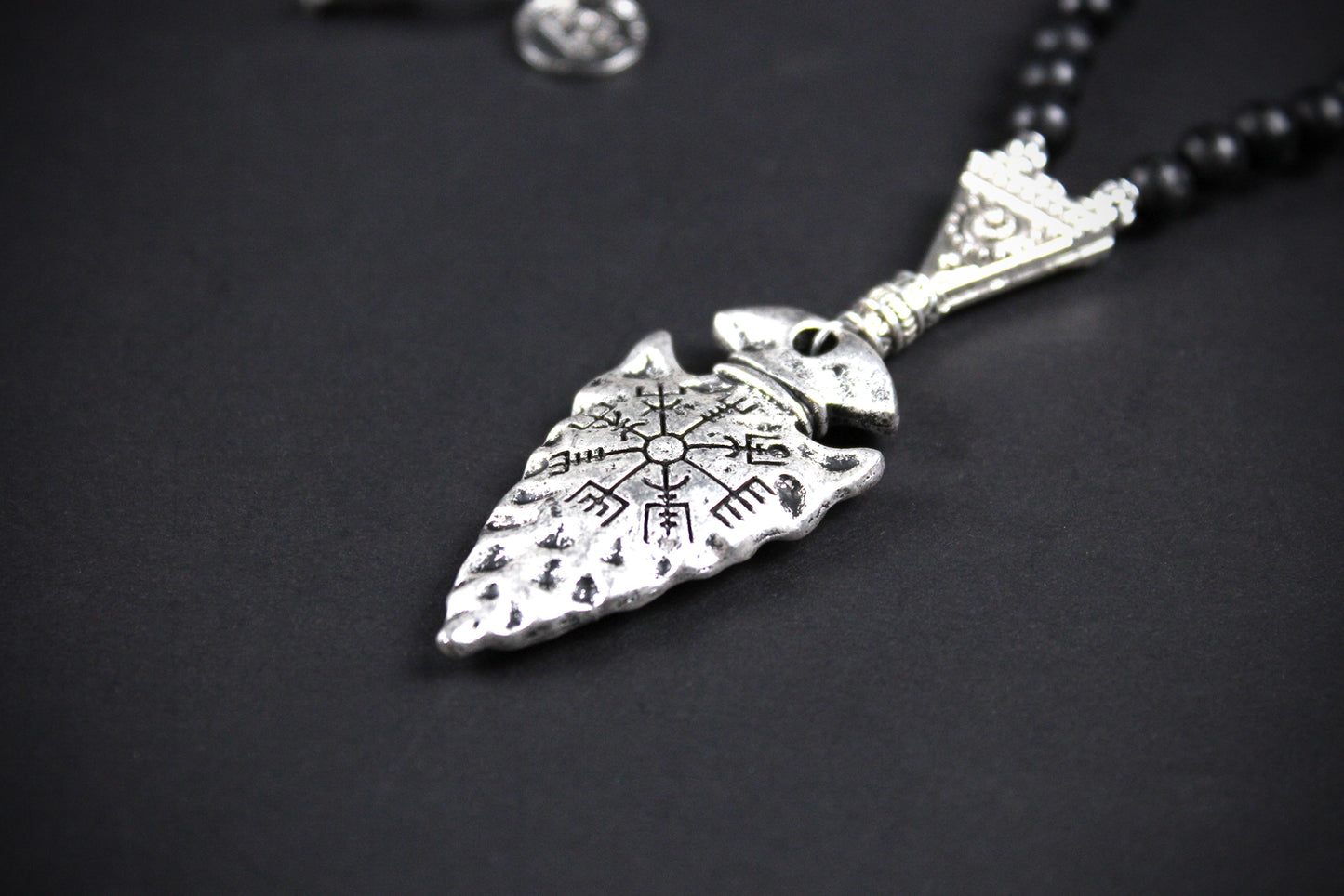 Valhalla Turquoise Layered Necklace Set: Viking Arrowhead, Pirate Coin, Black Wood & Howlite