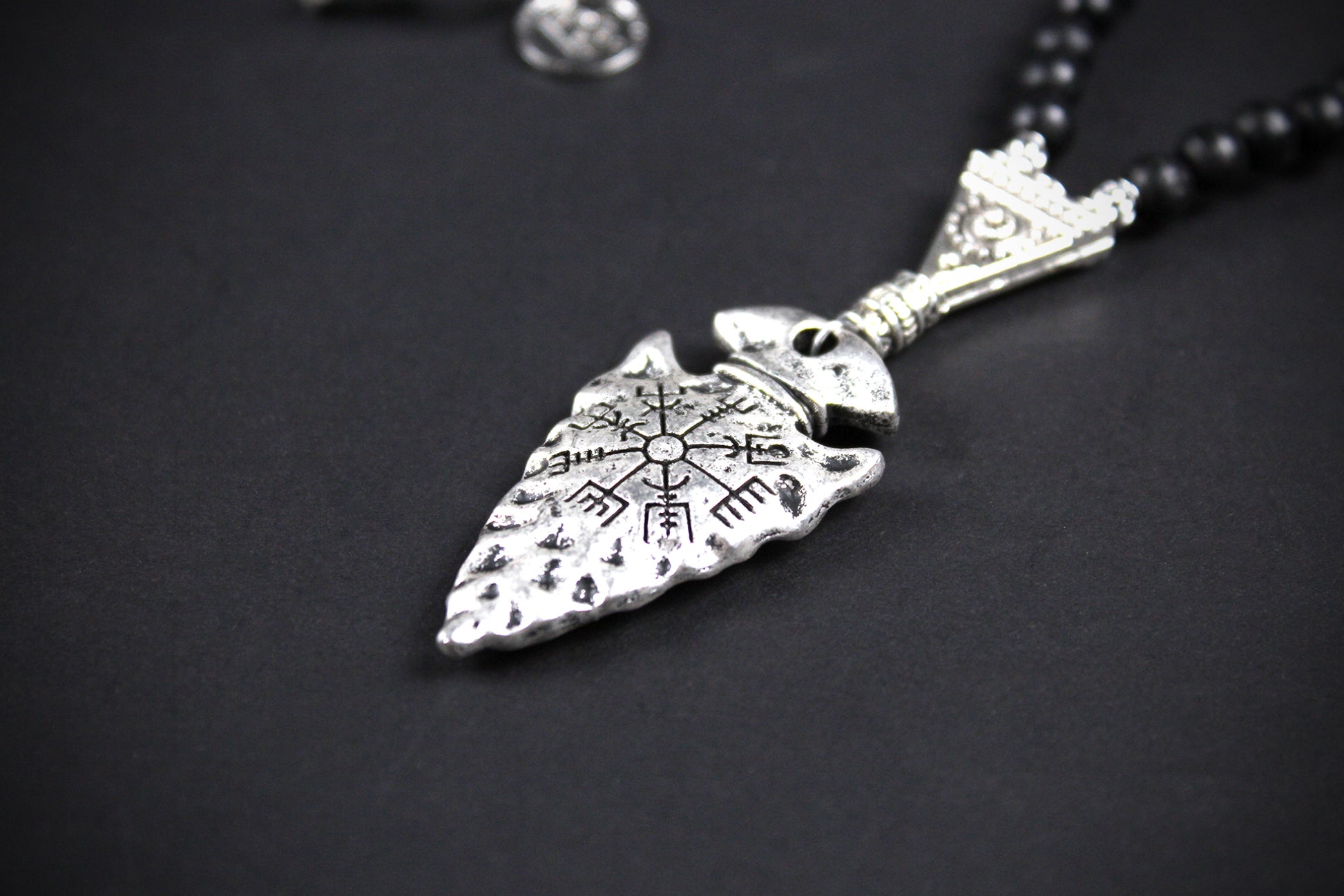 Valhalla Turquoise Layered Necklace Set: Viking Arrowhead, Pirate Coin, Black Wood & Howlite