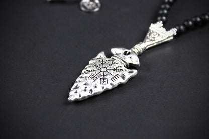 Valhalla Turquoise Layered Necklace Set: Viking Arrowhead, Pirate Coin, Black Wood & Howlite