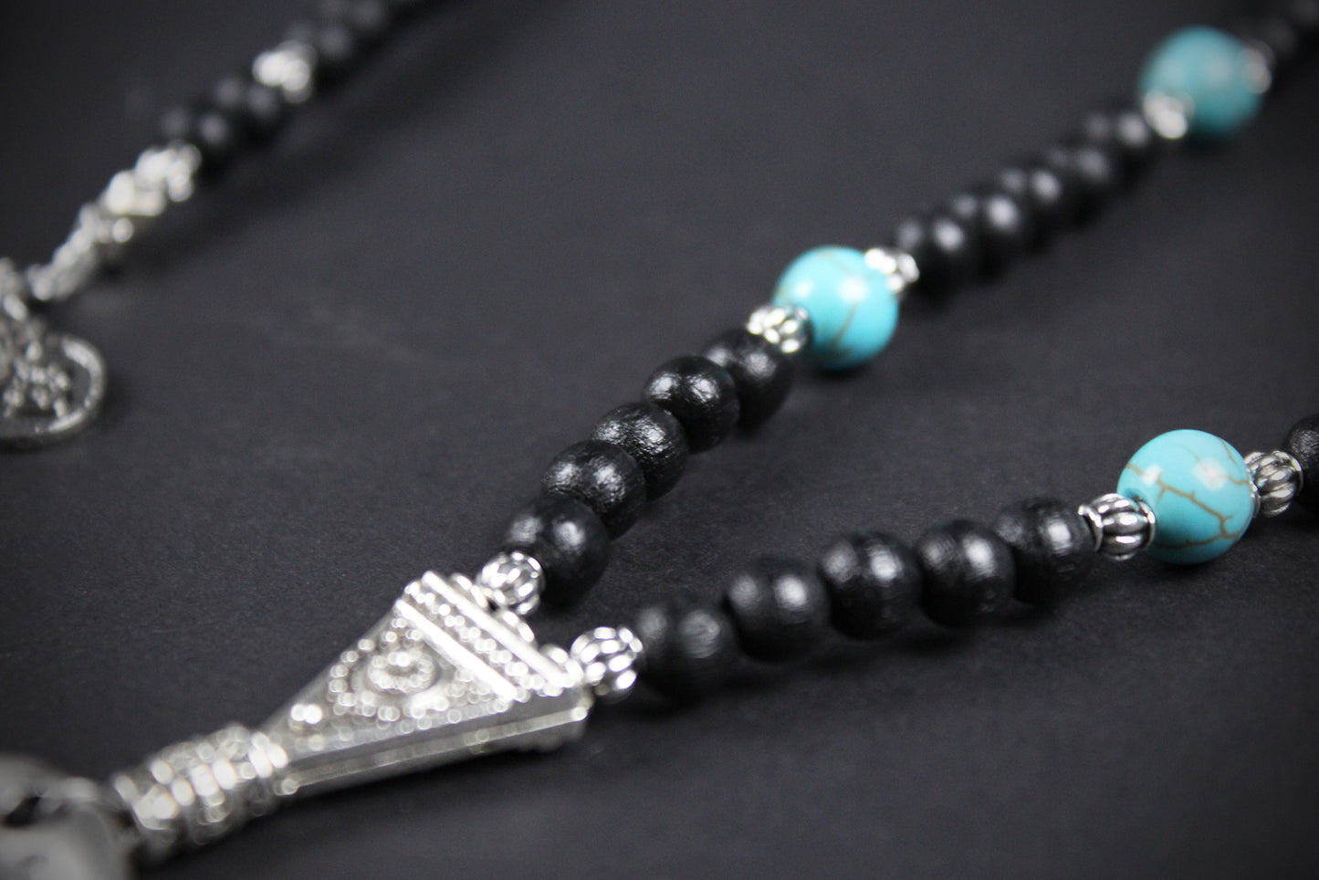 Valhalla Turquoise Layered Necklace Set: Viking Arrowhead, Pirate Coin, Black Wood & Howlite