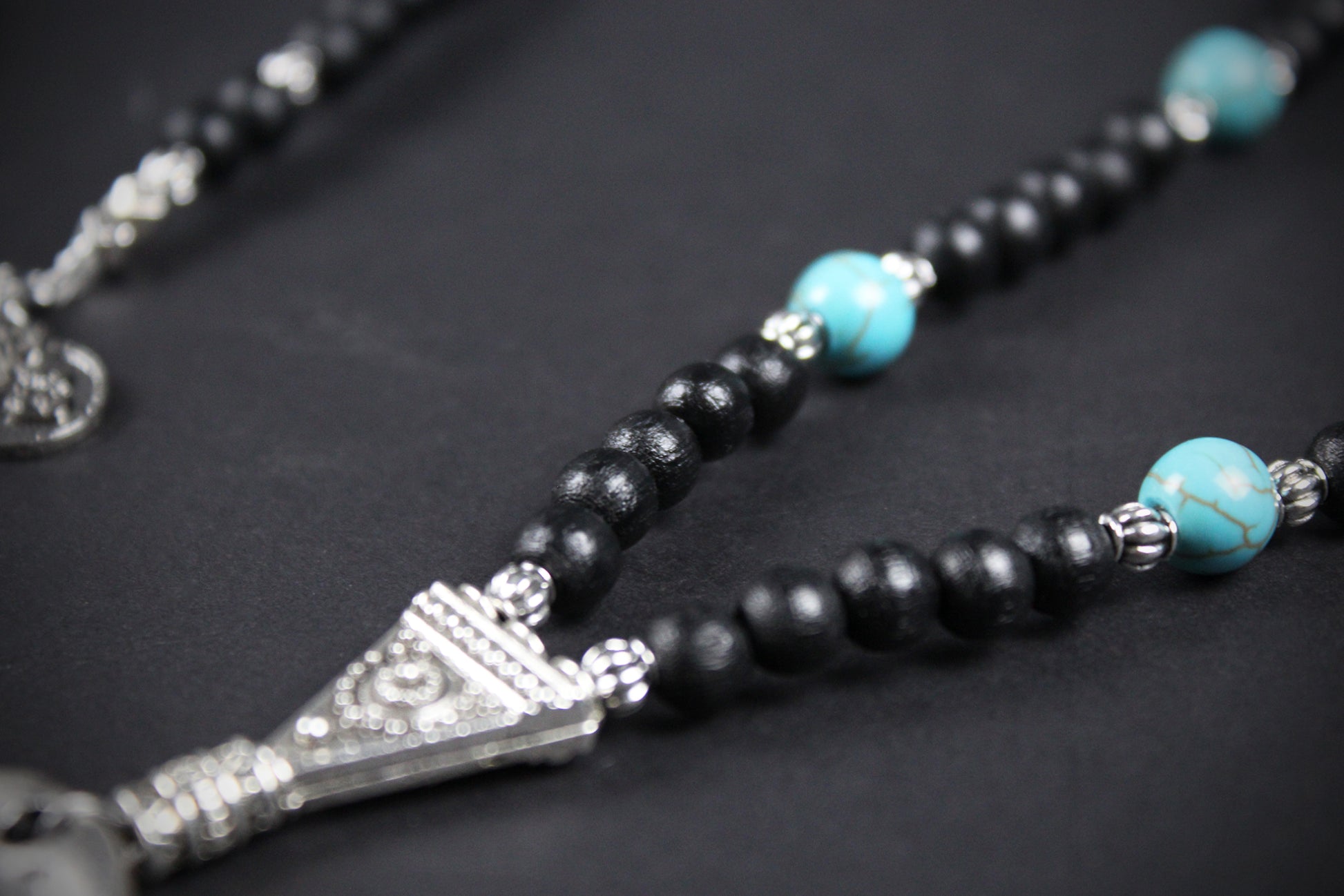 Valhalla Turquoise Layered Necklace Set: Viking Arrowhead, Pirate Coin, Black Wood & Howlite