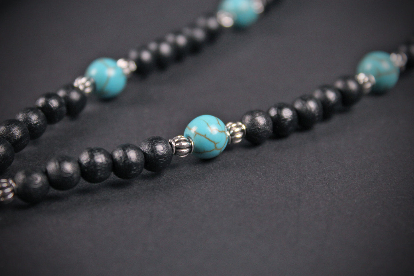 Valhalla Turquoise Layered Necklace Set: Viking Arrowhead, Pirate Coin, Black Wood & Howlite