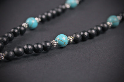Valhalla Turquoise Layered Necklace Set: Viking Arrowhead, Pirate Coin, Black Wood & Howlite