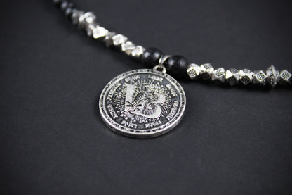 Valhalla Turquoise Layered Necklace Set: Viking Arrowhead, Pirate Coin, Black Wood & Howlite