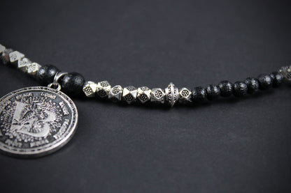 Valhalla Turquoise Layered Necklace Set: Viking Arrowhead, Pirate Coin, Black Wood & Howlite