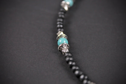 Valhalla Turquoise Layered Necklace Set: Viking Arrowhead, Pirate Coin, Black Wood & Howlite