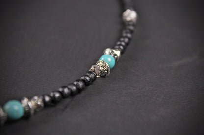 Valhalla Turquoise Layered Necklace Set: Viking Arrowhead, Pirate Coin, Black Wood & Howlite