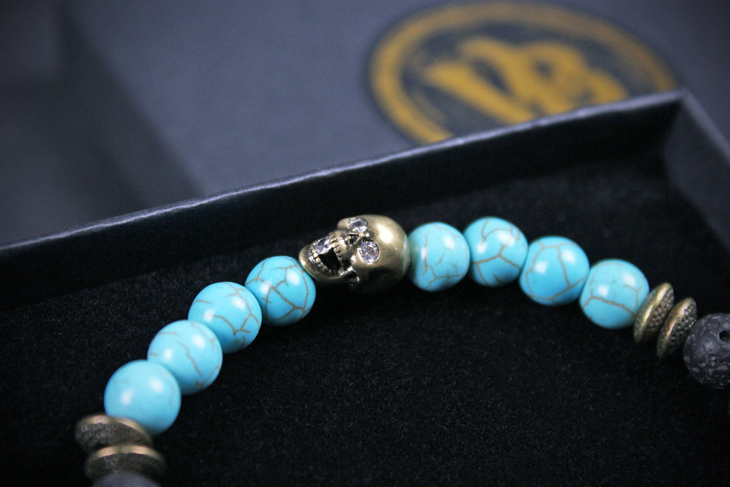 The Snake Eyes Bracelet - Lava Stone Howlite Dalmatian Jasper With Bronze Detail