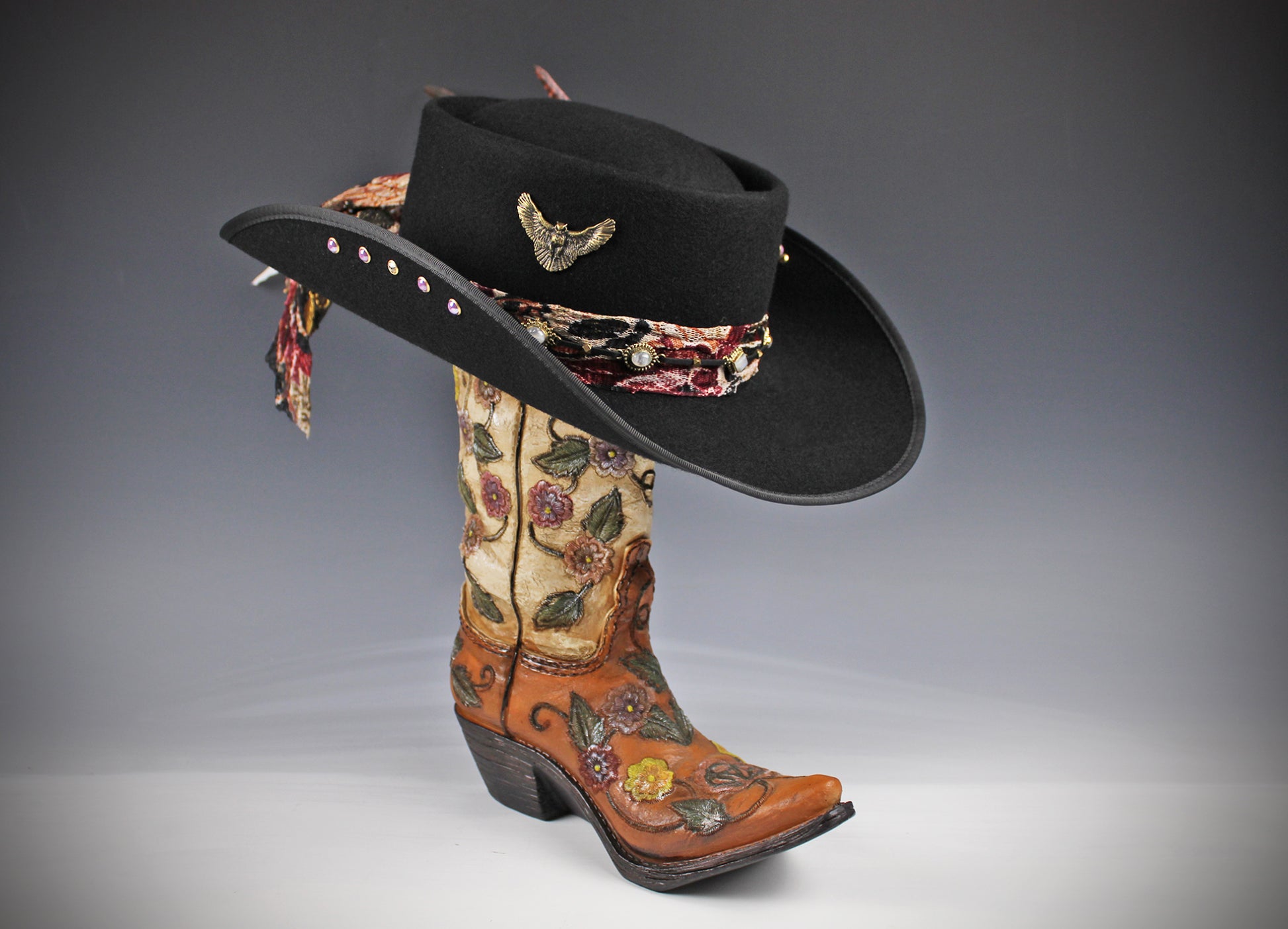 The Strawberry Fields Fedora : Western Style Hat with Elaborate Detailing