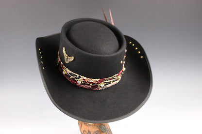 The Strawberry Fields Fedora : Western Style Hat with Elaborate Detailing