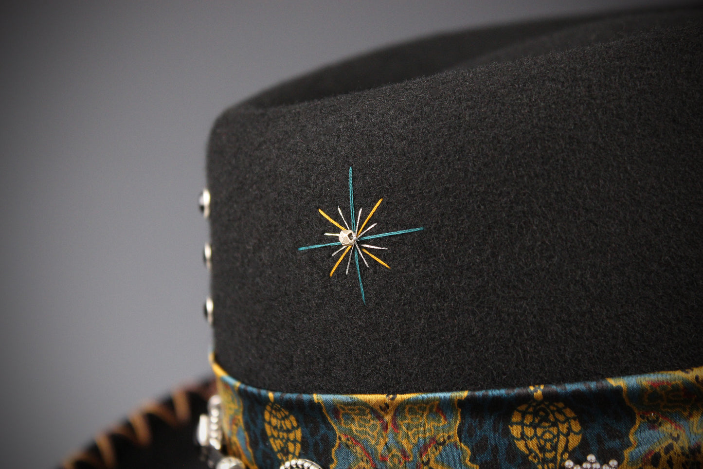 The Toledo Gambler - Handmade Wool Felt Fedora Hat: Country Western Style with Silver Detail