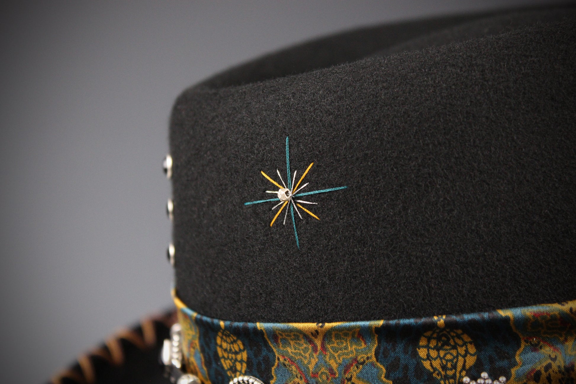 The Toledo Gambler - Handmade Wool Felt Fedora Hat: Country Western Style with Silver Detail