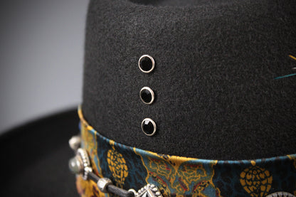 The Toledo Gambler - Handmade Wool Felt Fedora Hat: Country Western Style with Silver Detail