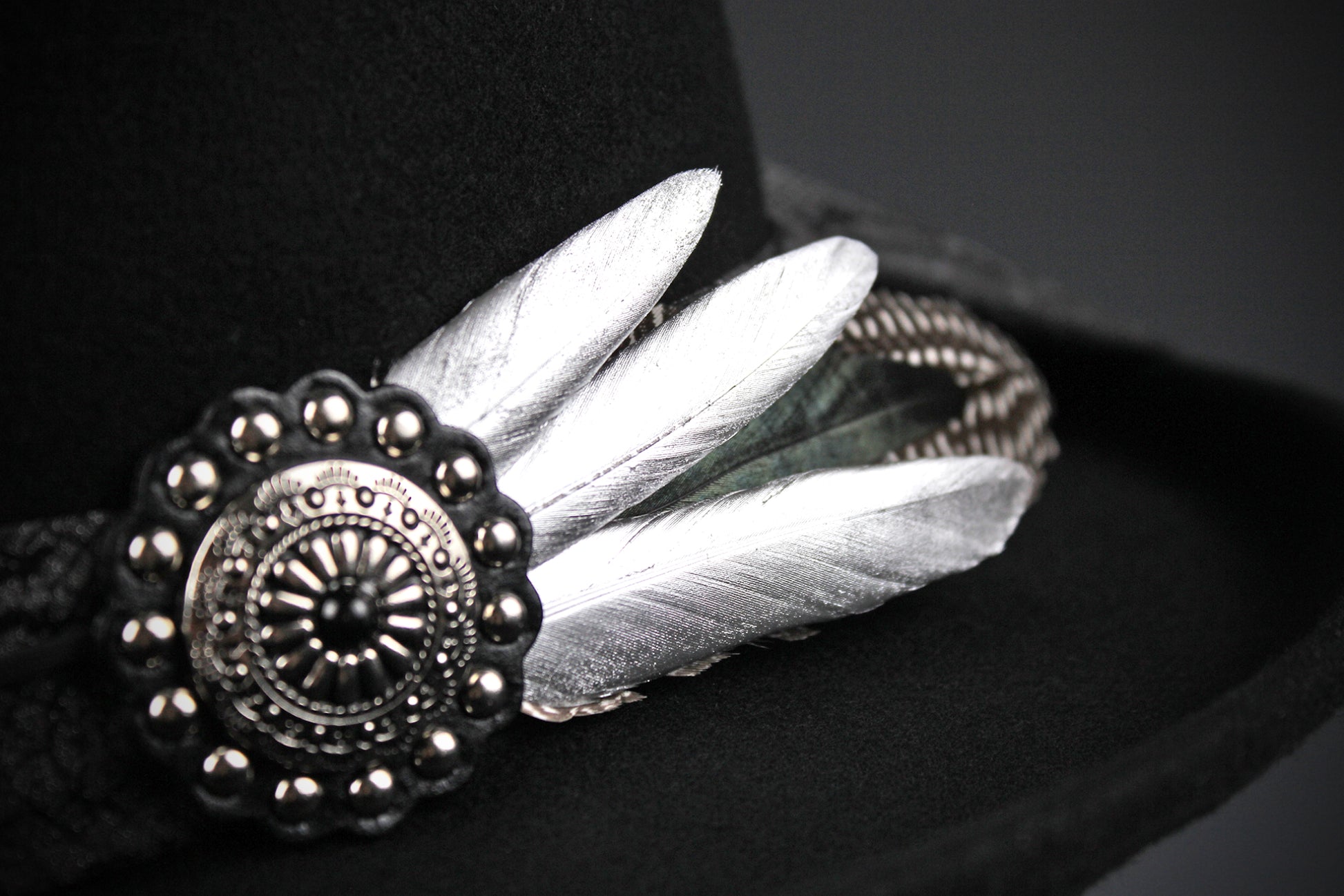 The Silver Hawk Gambler - Handmade Wool Felt Fedora Hat : Country Western Style with Silver Detail