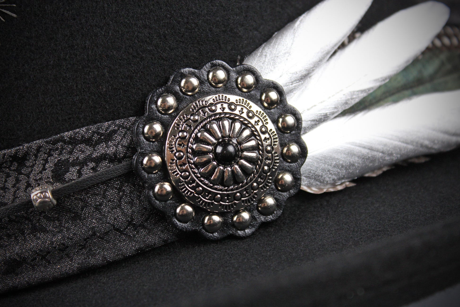 The Silver Hawk Gambler - Handmade Wool Felt Fedora Hat : Country Western Style with Silver Detail