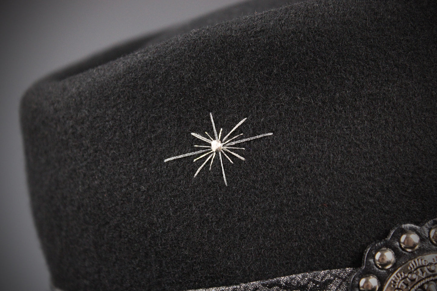 The Silver Hawk Gambler - Handmade Wool Felt Fedora Hat : Country Western Style with Silver Detail