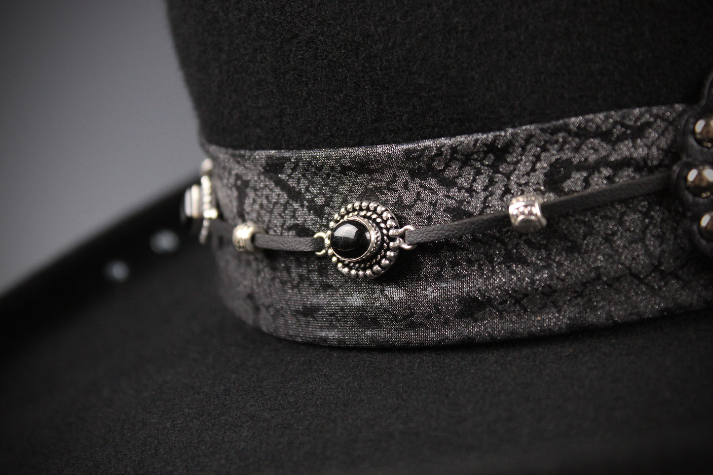 The Silver Hawk Gambler - Handmade Wool Felt Fedora Hat : Country Western Style with Silver Detail