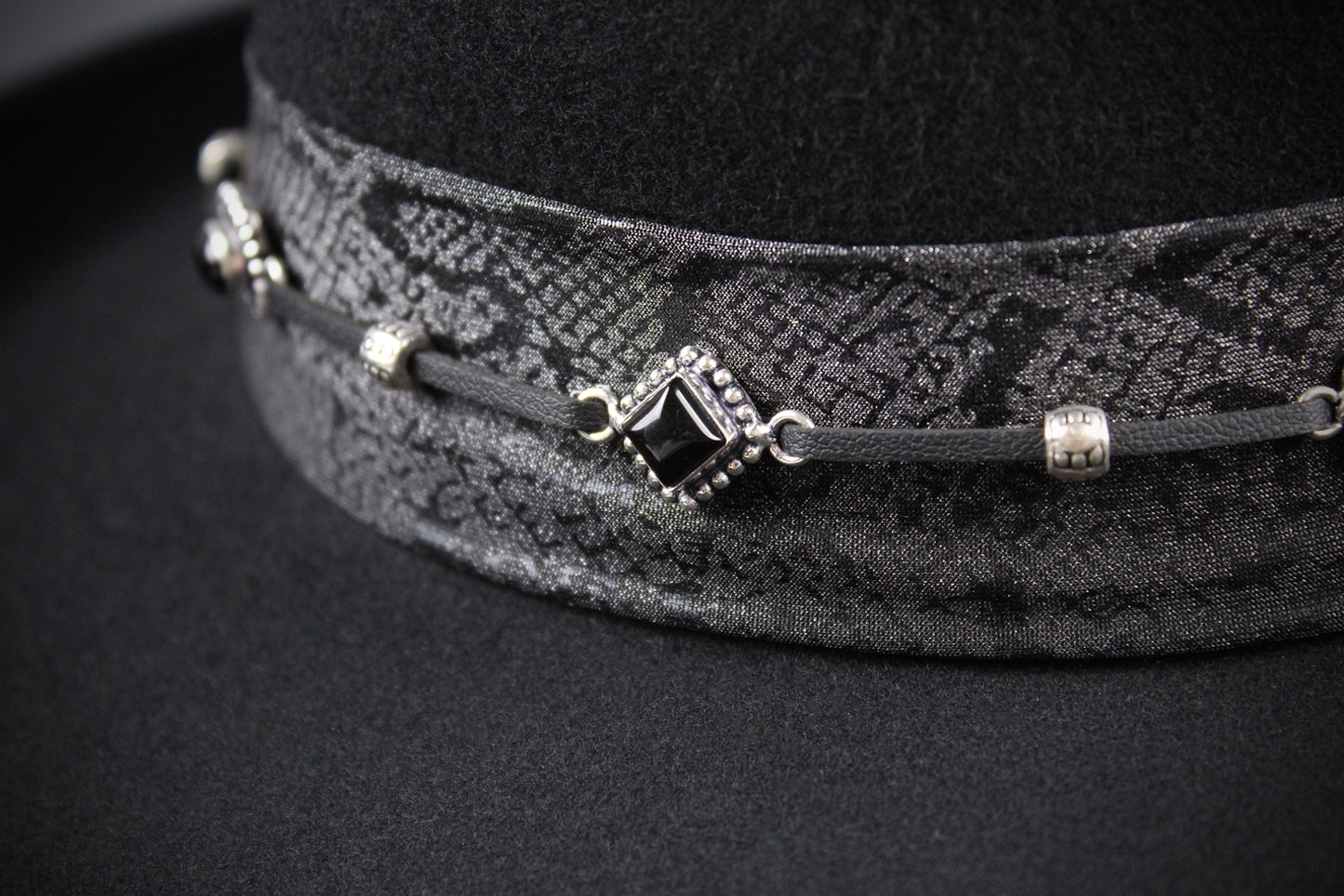 The Silver Hawk Gambler - Handmade Wool Felt Fedora Hat : Country Western Style with Silver Detail