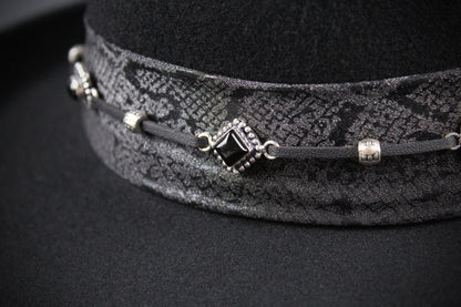 The Silver Hawk Gambler - Handmade Wool Felt Fedora Hat : Country Western Style with Silver Detail