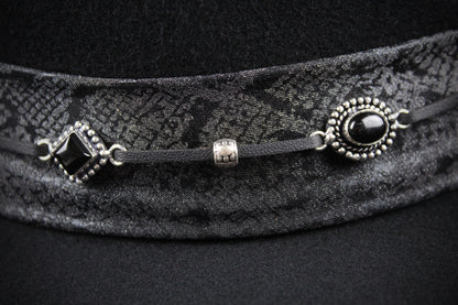 The Silver Hawk Gambler - Handmade Wool Felt Fedora Hat : Country Western Style with Silver Detail