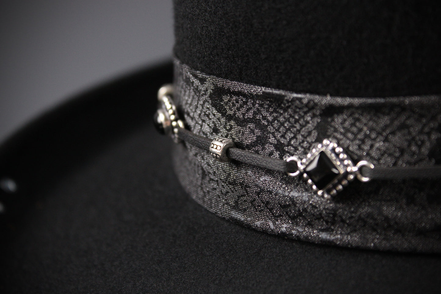 The Silver Hawk Gambler - Handmade Wool Felt Fedora Hat : Country Western Style with Silver Detail