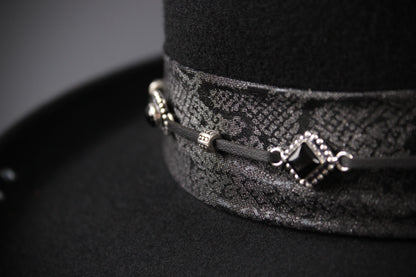 The Silver Hawk Gambler - Handmade Wool Felt Fedora Hat : Country Western Style with Silver Detail