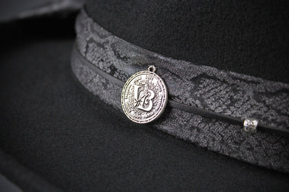 The Silver Hawk Gambler - Handmade Wool Felt Fedora Hat : Country Western Style with Silver Detail