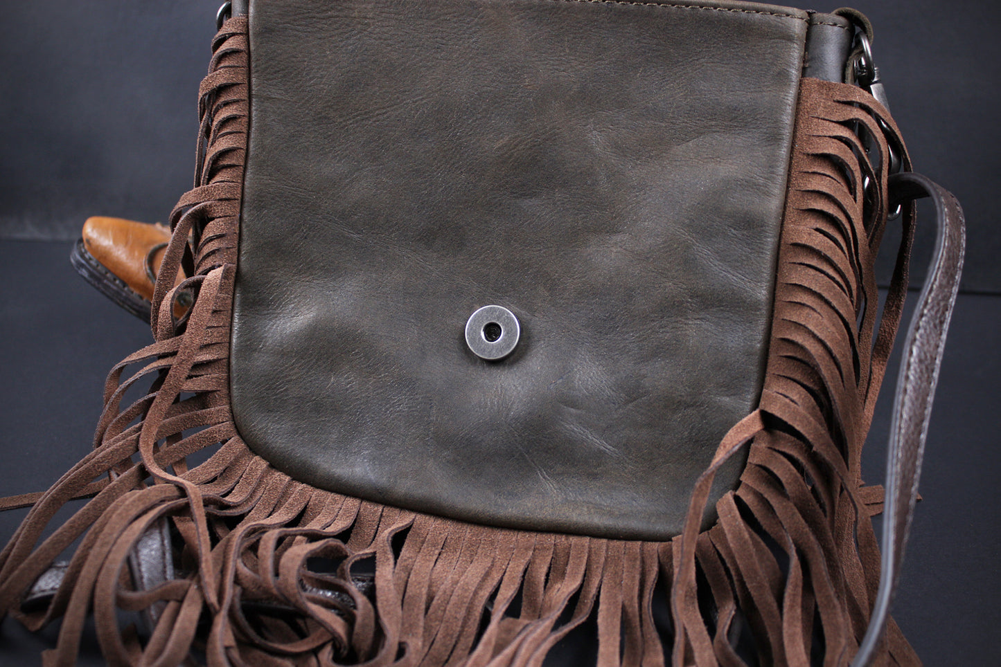 The Dixie Brown Leather Shoulder Bag : Hand Tooled, Flower Design