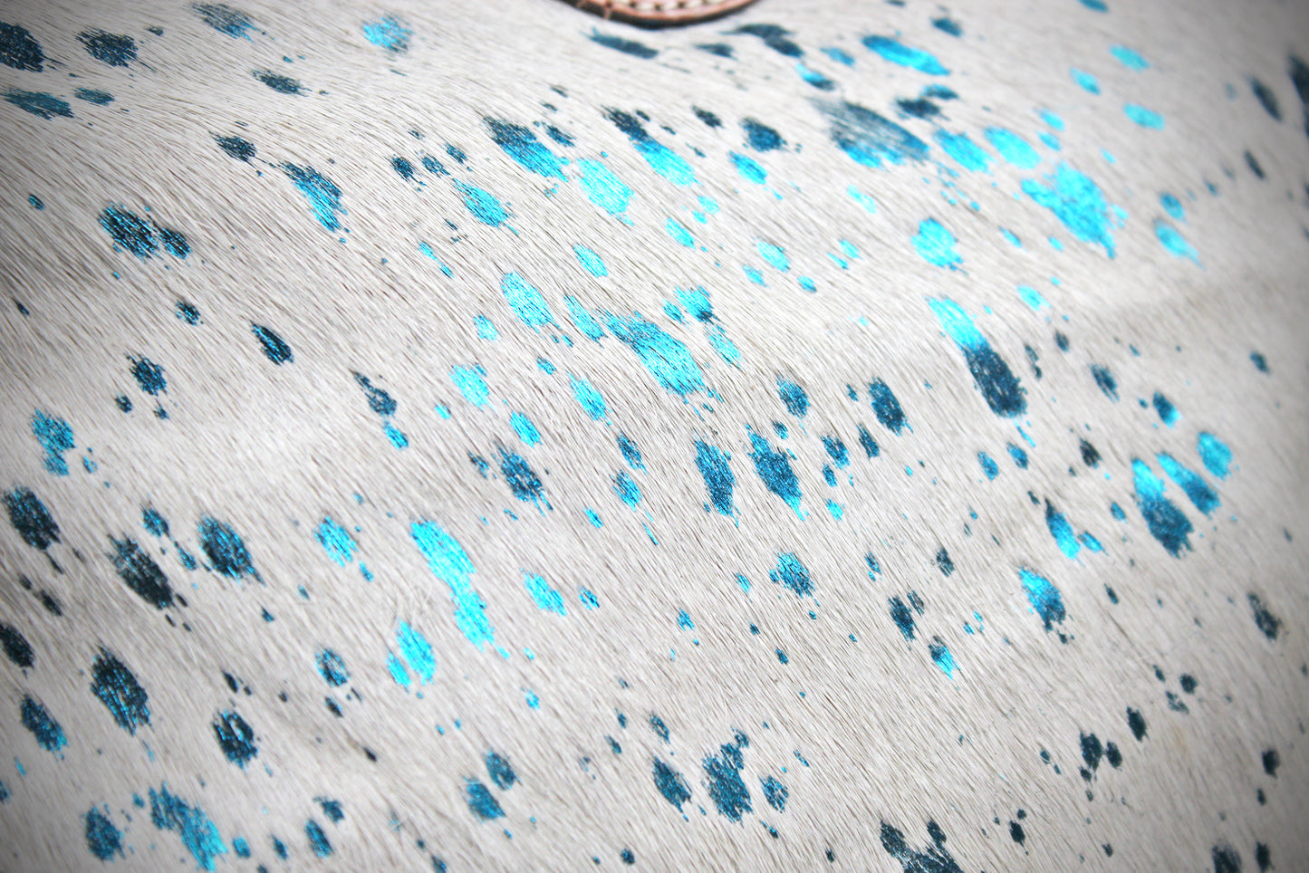 The Buffalo Girl Brown Leather Shoulder Bag : Acid Wash Cowhide with turquoise