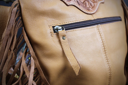 The Prairie Brown Leather Shoulder Bag : Cowhide with Fringe