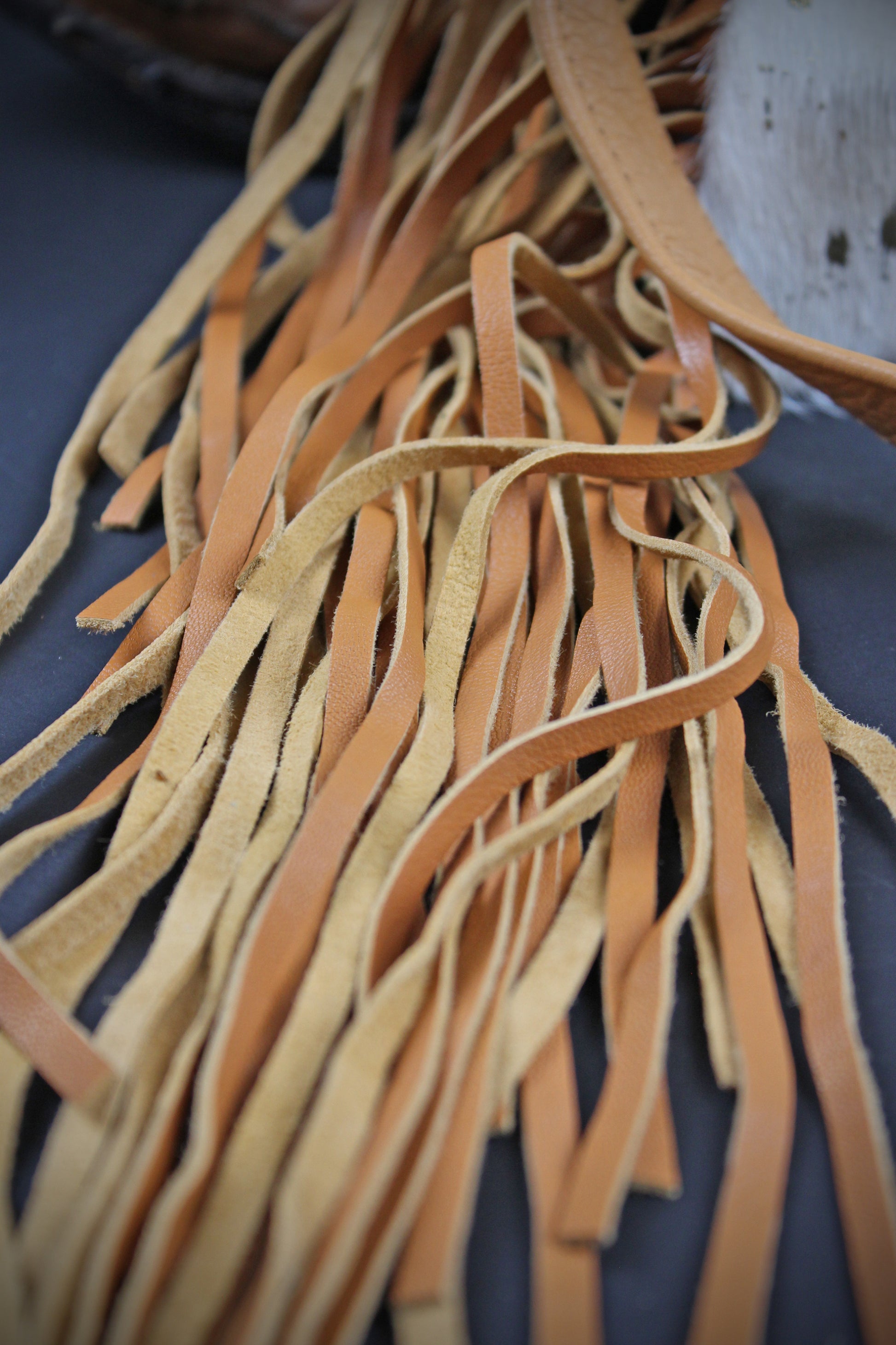 The Gold Girl Brown Leather Shoulder Bag : Cowhide with Fringe