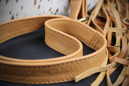 The Gold Girl Brown Leather Shoulder Bag : Cowhide with Fringe