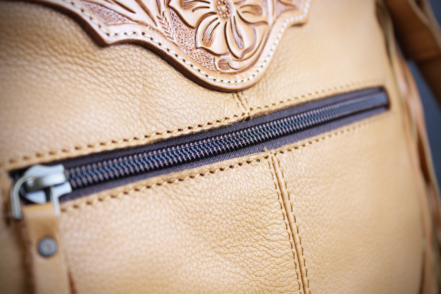 The Gold Girl Brown Leather Shoulder Bag : Cowhide with Fringe