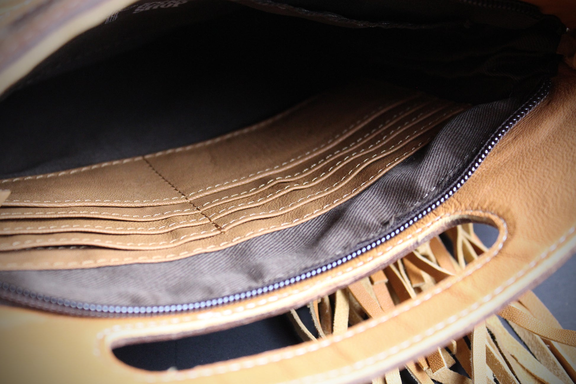 The Gold Girl Brown Leather Shoulder Bag : Cowhide with Fringe