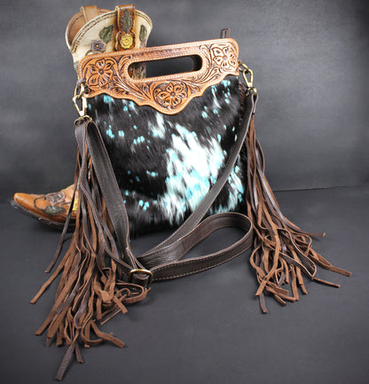 The Acid Leather Shoulder Bag : Cowhide with Fringe