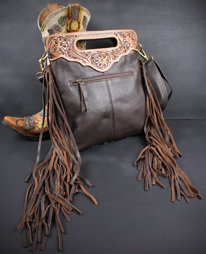 The Acid Leather Shoulder Bag : Cowhide with Fringe