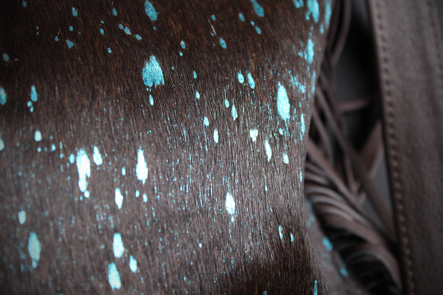 The Cosmic Cowgirl Leather Shoulder Bag : Cowhide with Fringe